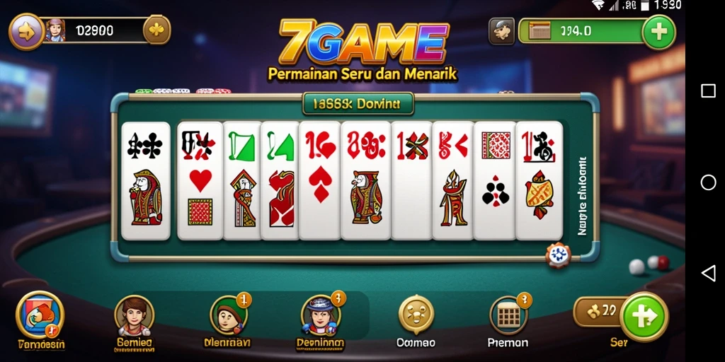 Tampilan gameplay seru dalam 7GAME dengan domino klasik.