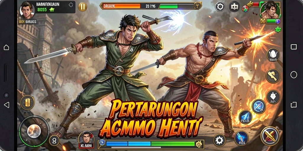 Gameplay Fighting seru dan mendebarkan di 8055.