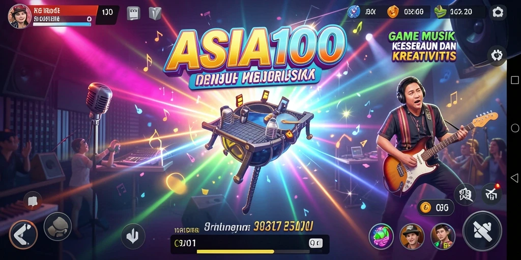 Screenshot gameplay <strong>ASIA100</strong> memperlihatkan aksi menekan not musik yang seru.