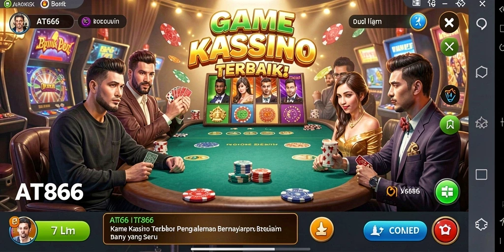 Tampilan utama AT866 menampilkan aksi permainan Kasino yang mendebarkan.