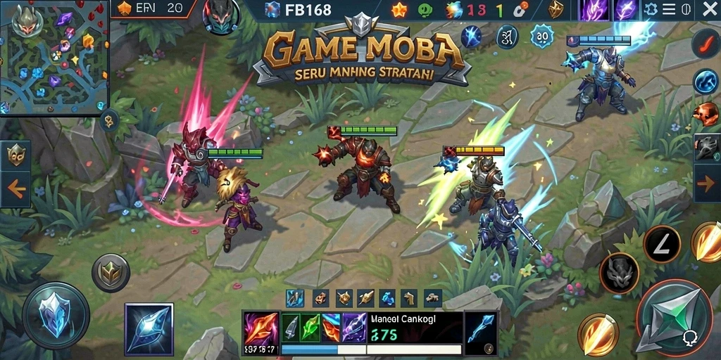 Screenshot gameplay FB168 yang menampilkan pertarungan seru antar tim.