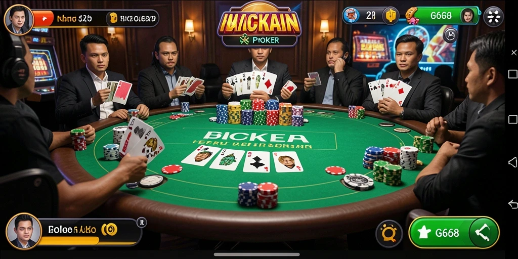 Tampilan gameplay poker yang seru dan mendebarkan di G668.