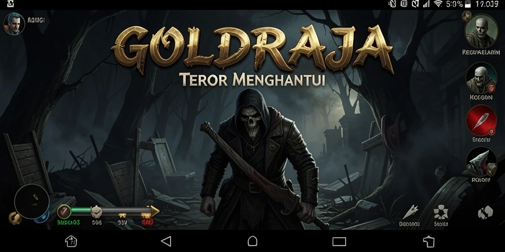 Tampilan gameplay GOLDRAJA dengan elemen Horror yang menakutkan.