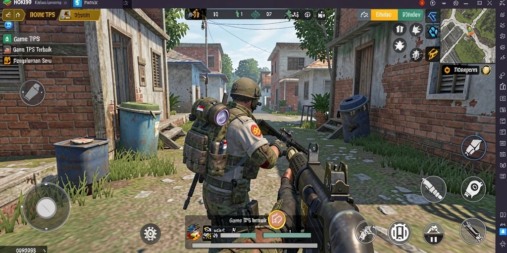 Screenshot gameplay HOKI99 menampilkan aksi seru dalam pertempuran TPS.