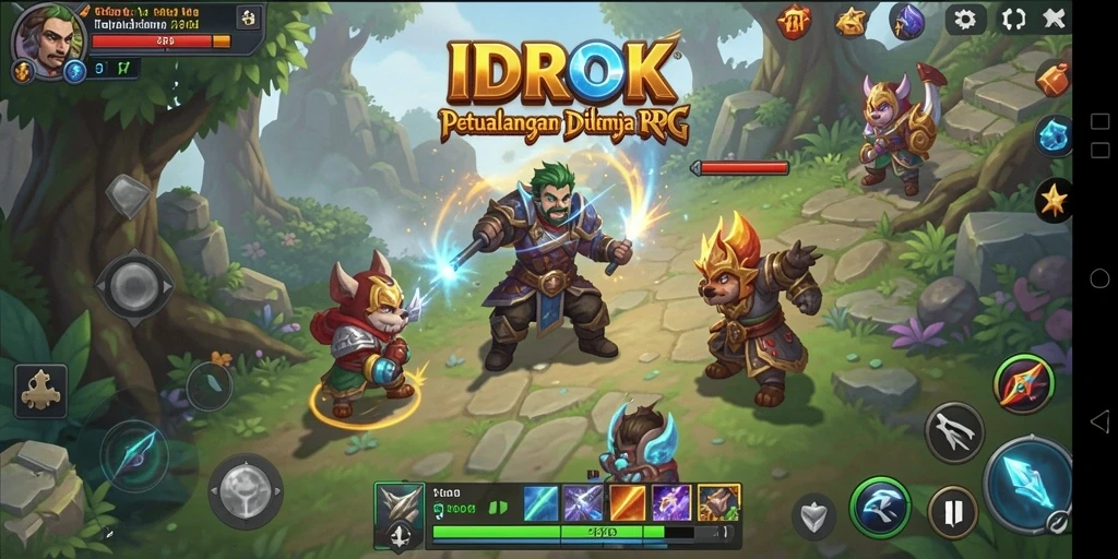 Tangkapan layar utama <strong>IDROK</strong> menampilkan aksi seru di dunia RPG yang menakjubkan.