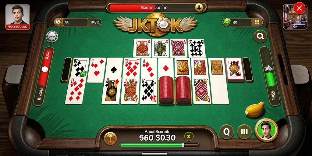 Screenshot utama JKTOK menampilkan gameplay Domino yang seru.