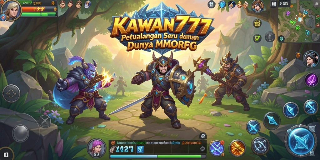 Screenshot utama gameplay KAWAN777 yang menampilkan petualangan MMORPG.