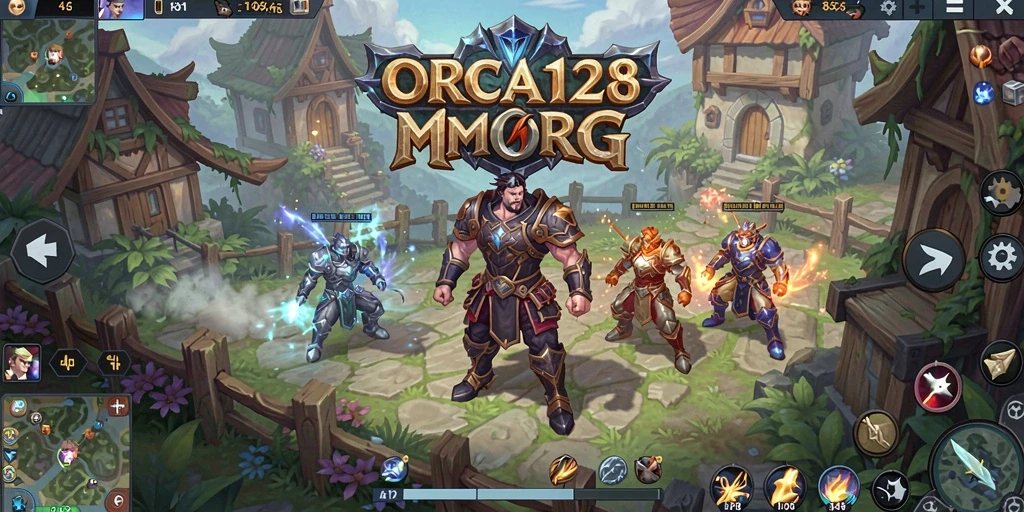Screenshot gameplay ORCA128 yang menunjukkan pertarungan epik.