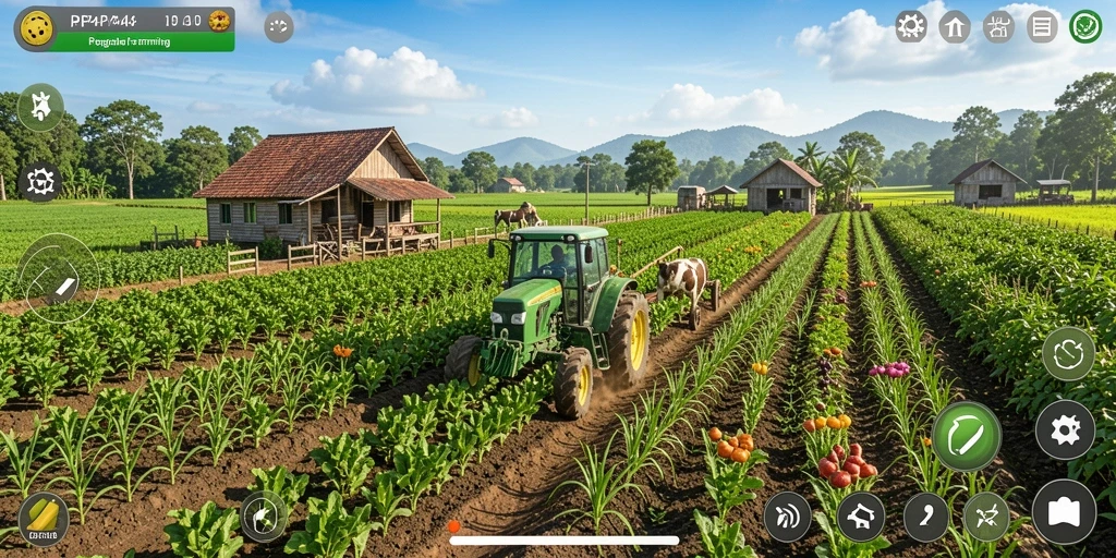 Tampilan gameplay pertanian yang menarik dan interaktif di PP444.