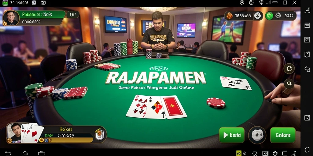 Tampilan menarik dari gameplay Poker di RAJAPAMEN.