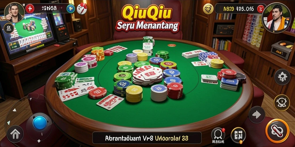 Screenshot gameplay QiuQiu RP8 yang menampilkan keseruan pertandingan.
