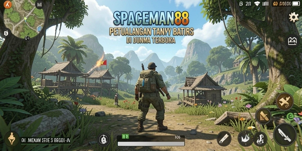 Screenshot gameplay SPACEMAN88 yang menunjukkan eksplorasi dunia terbuka.