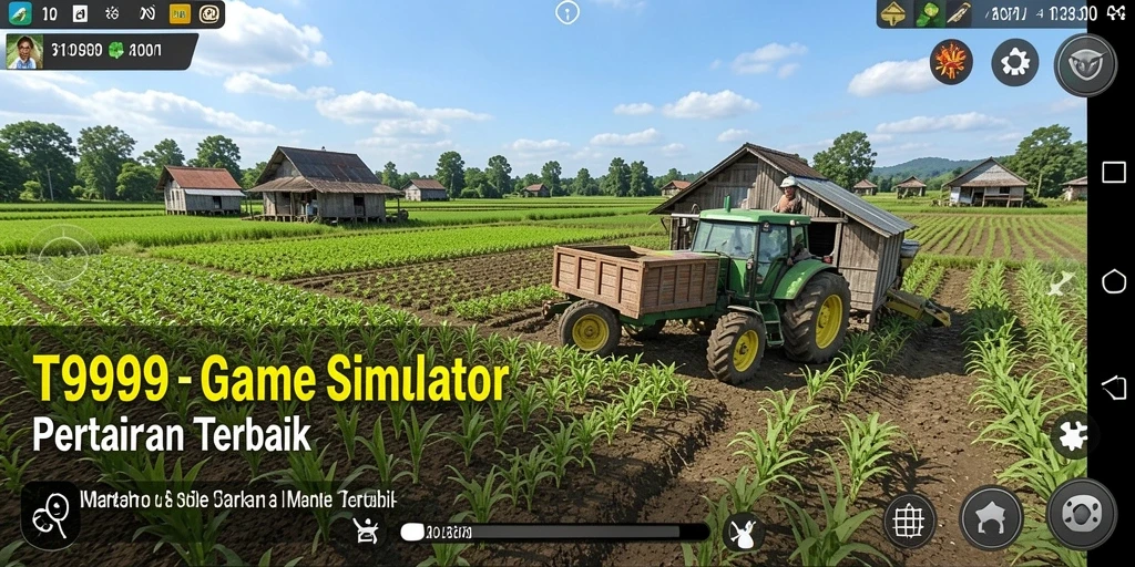 Tampilan gameplay T9999 yang menampilkan aktivitas pertanian yang seru.