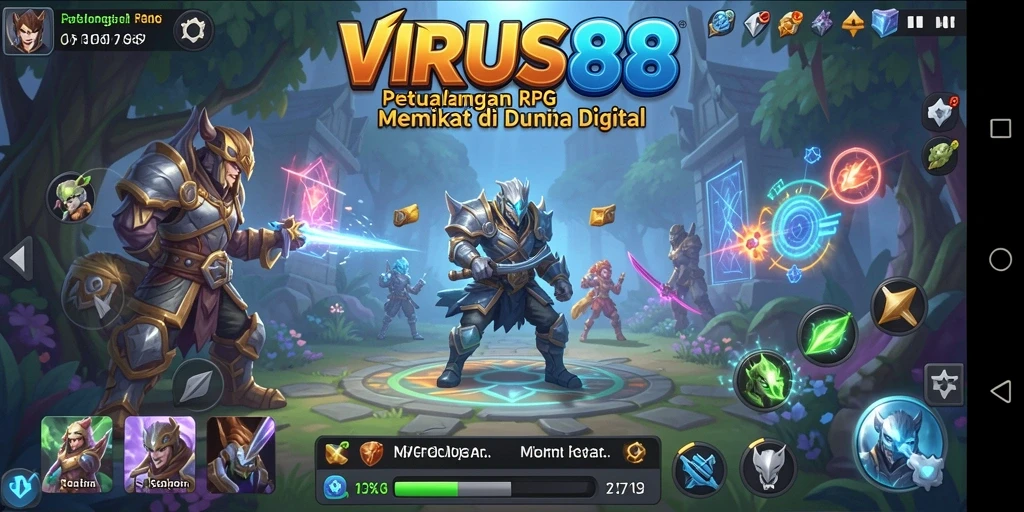 Screenshot gameplay <strong>VIRUS88</strong> menampilkan pertarungan seru dan dunia yang luas.