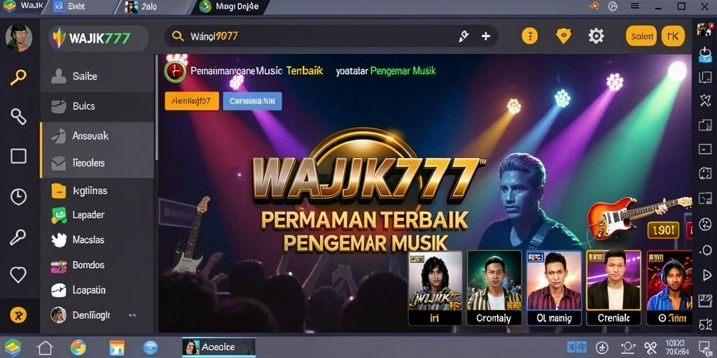 Tampilan gameplay WAJIK777 dengan fitur musik interaktif.