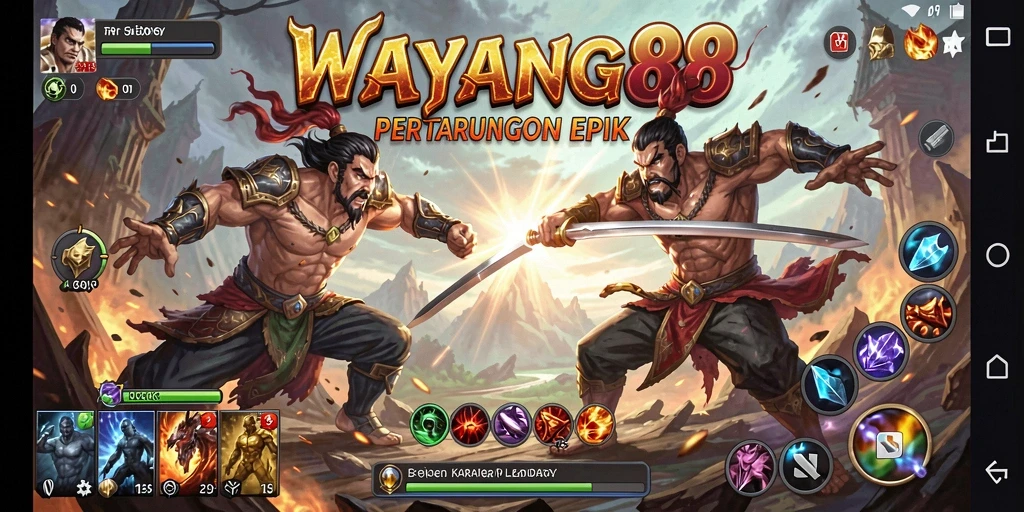 Tampilan gameplay yang mendebarkan dalam WAYANG88 - pertarungan klasik dengan gaya unik.