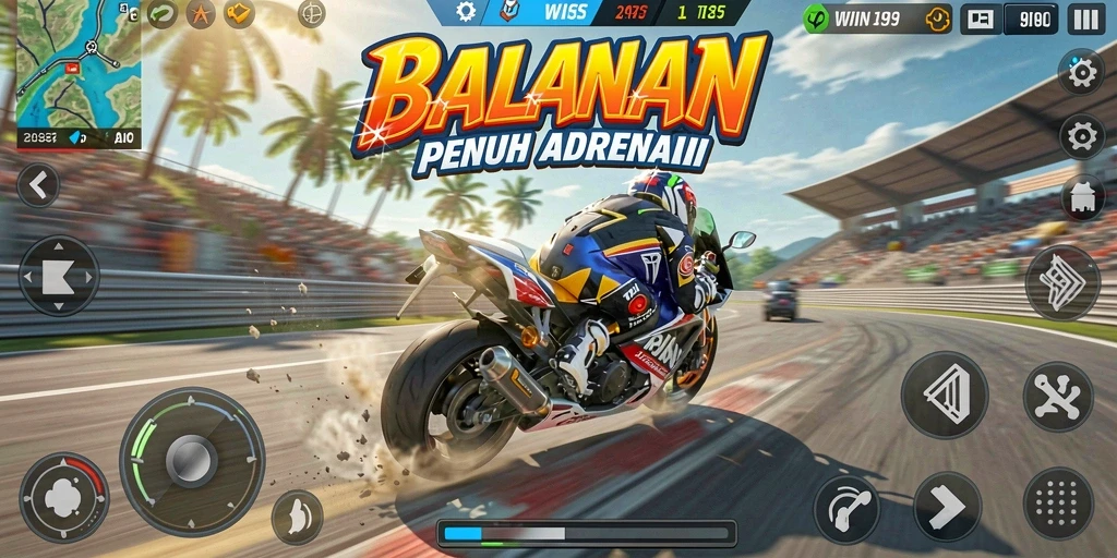 Gameplay mendebarkan di dunia balapan motor.