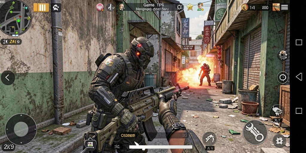 Tampilan gameplay ZK9 dengan aksi TPS yang mendebarkan.